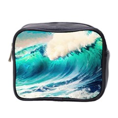 Tsunami Waves Ocean Sea Nautical Nature Water Art Ai Generated Mini Toiletries Bag (two Sides) by Jancukart