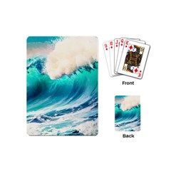 Tsunami Waves Ocean Sea Nautical Nature Water Art Ai Generated Playing Cards Single Design (mini) by Jancukart