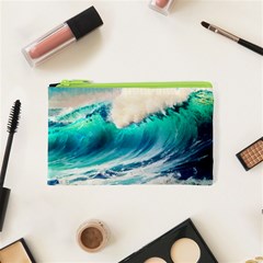 Tsunami Waves Ocean Sea Nautical Nature Water Art Ai Generated Cosmetic Bag (xs)