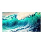 Tsunami Waves Ocean Sea Nautical Nature Water Art Ai Generated Satin Wrap 35  x 70  Front