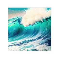 Tsunami Waves Ocean Sea Nautical Nature Water Art Ai Generated Square Satin Scarf (30  X 30 )