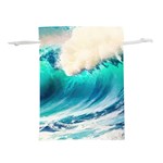 Tsunami Waves Ocean Sea Nautical Nature Water Art Ai Generated Lightweight Drawstring Pouch (S) Front