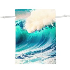 Tsunami Waves Ocean Sea Nautical Nature Water Art Ai Generated Lightweight Drawstring Pouch (xl) by Jancukart