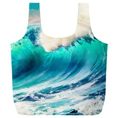 Tsunami Waves Ocean Sea Nautical Nature Water Art Ai Generated Full Print Recycle Bag (xxl) by Jancukart