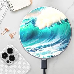 Tsunami Waves Ocean Sea Nautical Nature Water Art Ai Generated Wireless Fast Charger(white) by Jancukart