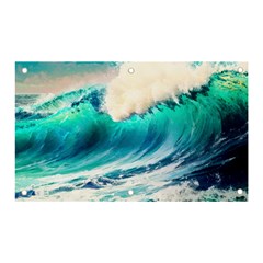 Tsunami Waves Ocean Sea Nautical Nature Water Art Ai Generated Banner And Sign 5  X 3  by Jancukart