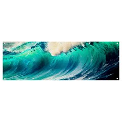 Tsunami Waves Ocean Sea Nautical Nature Water Art Ai Generated Banner And Sign 12  X 4  by Jancukart