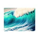 Tsunami Waves Ocean Sea Nautical Nature Water Art Ai Generated Premium Plush Fleece Blanket (Mini) 35 x27  Blanket Front