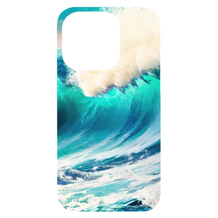 Tsunami Waves Ocean Sea Nautical Nature Water Art Ai Generated iPhone 14 Pro Black UV Print Case