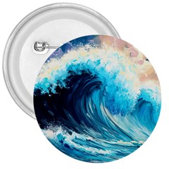 Tsunami Waves Ocean Sea Nautical Nature Water Arts 3  Buttons