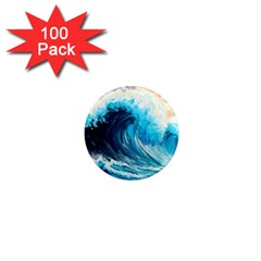 Tsunami Waves Ocean Sea Nautical Nature Water Arts 1  Mini Magnets (100 Pack)  by Jancukart