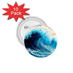 Tsunami Waves Ocean Sea Nautical Nature Water Arts 1 75  Buttons (10 Pack)