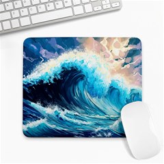 Tsunami Waves Ocean Sea Nautical Nature Water Arts Large Mousepad by Jancukart