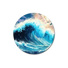 Tsunami Waves Ocean Sea Nautical Nature Water Arts Magnet 3  (round)