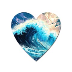 Tsunami Waves Ocean Sea Nautical Nature Water Arts Heart Magnet