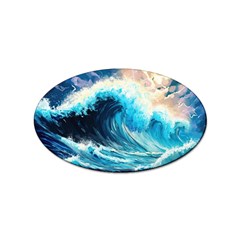 Tsunami Waves Ocean Sea Nautical Nature Water Arts Sticker Oval (100 Pack) by Jancukart