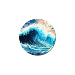 Tsunami Waves Ocean Sea Nautical Nature Water Arts Golf Ball Marker