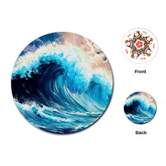 Tsunami Waves Ocean Sea Nautical Nature Water Arts Playing Cards Single Design (round) by Jancukart