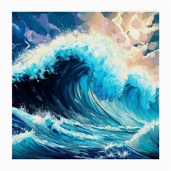 Tsunami Waves Ocean Sea Nautical Nature Water Arts Medium Glasses Cloth (2 Sides) by Jancukart