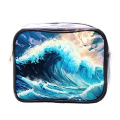 Tsunami Waves Ocean Sea Nautical Nature Water Arts Mini Toiletries Bag (one Side) by Jancukart