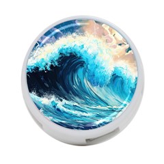 Tsunami Waves Ocean Sea Nautical Nature Water Arts 4-port Usb Hub (two Sides) by Jancukart