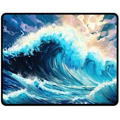 Tsunami Waves Ocean Sea Nautical Nature Water Arts Two Sides Fleece Blanket (medium)