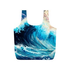 Tsunami Waves Ocean Sea Nautical Nature Water Arts Full Print Recycle Bag (s) by Jancukart