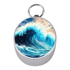 Tsunami Waves Ocean Sea Nautical Nature Water Arts Mini Silver Compasses