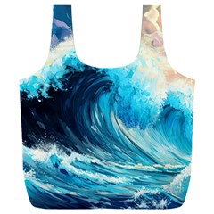 Tsunami Waves Ocean Sea Nautical Nature Water Arts Full Print Recycle Bag (xxxl) by Jancukart