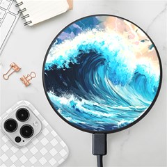 Tsunami Waves Ocean Sea Nautical Nature Water Arts Wireless Fast Charger(black)