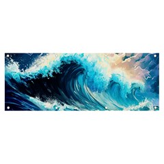 Tsunami Waves Ocean Sea Nautical Nature Water Arts Banner And Sign 8  X 3  by Jancukart