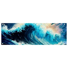 Tsunami Waves Ocean Sea Nautical Nature Water Arts Banner And Sign 9  X 3  by Jancukart