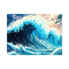 Tsunami Waves Ocean Sea Nautical Nature Water Arts Premium Plush Fleece Blanket (mini) by Jancukart