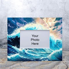 Tsunami Waves Ocean Sea Nautical Nature Water Arts White Tabletop Photo Frame 4 x6  by Jancukart