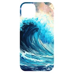 Tsunami Waves Ocean Sea Nautical Nature Water Arts Iphone 14 Plus Black Uv Print Case by Jancukart