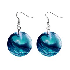 Tsunami Tidal Wave Ocean Waves Sea Nature Water Mini Button Earrings