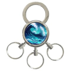 Tsunami Tidal Wave Ocean Waves Sea Nature Water 3-ring Key Chain by Jancukart