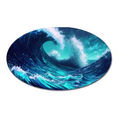 Tsunami Tidal Wave Ocean Waves Sea Nature Water Oval Magnet by Jancukart