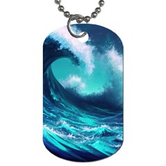 Tsunami Tidal Wave Ocean Waves Sea Nature Water Dog Tag (one Side) by Jancukart