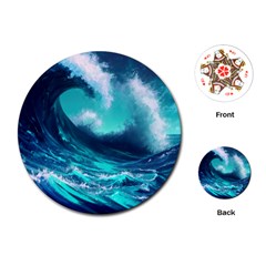 Tsunami Tidal Wave Ocean Waves Sea Nature Water Playing Cards Single Design (round)