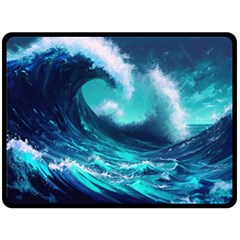 Tsunami Tidal Wave Ocean Waves Sea Nature Water Fleece Blanket (large) by Jancukart