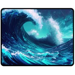 Tsunami Tidal Wave Ocean Waves Sea Nature Water Fleece Blanket (medium) by Jancukart