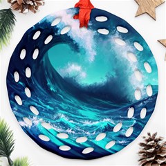 Tsunami Tidal Wave Ocean Waves Sea Nature Water Ornament (round Filigree)