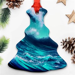 Tsunami Tidal Wave Ocean Waves Sea Nature Water Christmas Tree Ornament (two Sides) by Jancukart