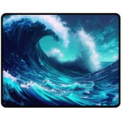 Tsunami Tidal Wave Ocean Waves Sea Nature Water Two Sides Fleece Blanket (medium) by Jancukart