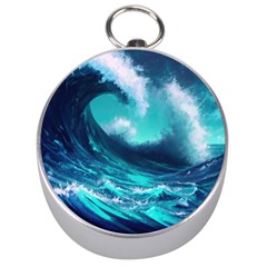 Tsunami Tidal Wave Ocean Waves Sea Nature Water Silver Compasses by Jancukart