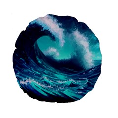 Tsunami Tidal Wave Ocean Waves Sea Nature Water Standard 15  Premium Flano Round Cushions