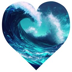 Tsunami Tidal Wave Ocean Waves Sea Nature Water Wooden Puzzle Heart