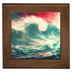 Storm Tsunami Waves Ocean Sea Nautical Nature 2 Framed Tile by Jancukart