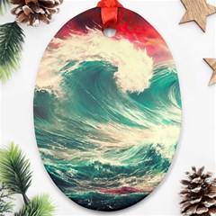 Storm Tsunami Waves Ocean Sea Nautical Nature 2 Ornament (oval)